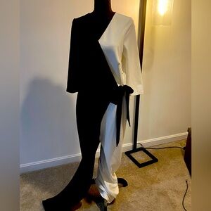 Simple black and white jumpsuit from fashion nova